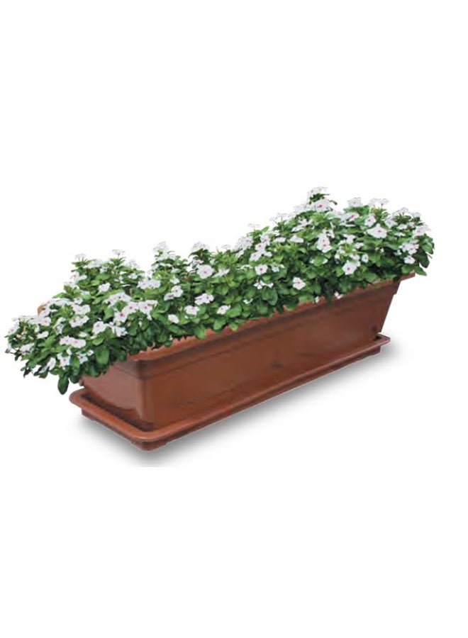 Marcolo 57CM Rectangular Plastic Flowerpot , Durable, Weather-Resistant Planter for Indoor & Outdoor Use (Terracotta) - Image 2
